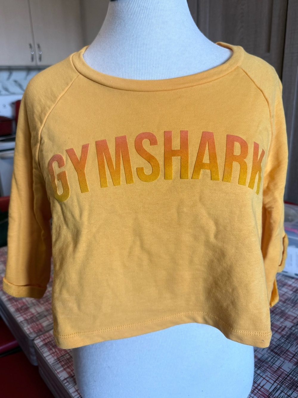 Gymshark Yellow Cropped Logo Sweatshirt
